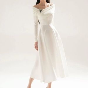 White offshoulder midi gown